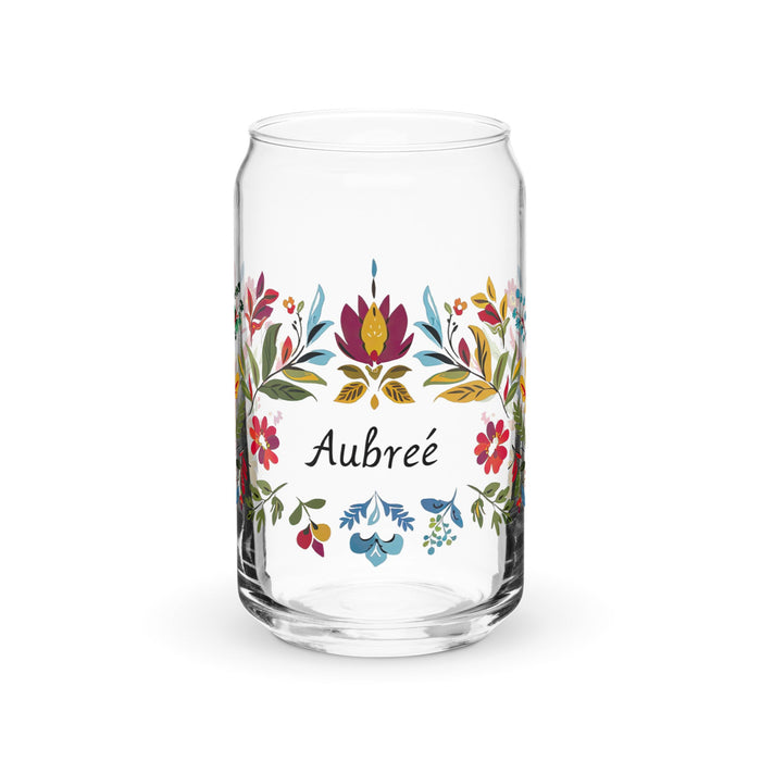 Aubree Exclusive Name Art Piece Can - Shaped Glass Home Office Work Mexican Spanish Pride Gift Cup One - Of - A - Kind Calligraphy Glass | A38 - Mexicada