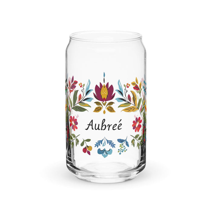 Aubree Exclusive Name Art Piece Can-Shaped Glass Home Office Work Mexican Spanish Pride Gift Cup One-Of-A-Kind Calligraphy Glass | A38 Mexicada 16 oz