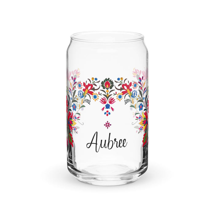 Aubree Exclusive Name Art Piece Can - Shaped Glass Home Office Work Mexican Spanish Pride Gift Cup One - Of - A - Kind Calligraphy Glass | A39 - Mexicada