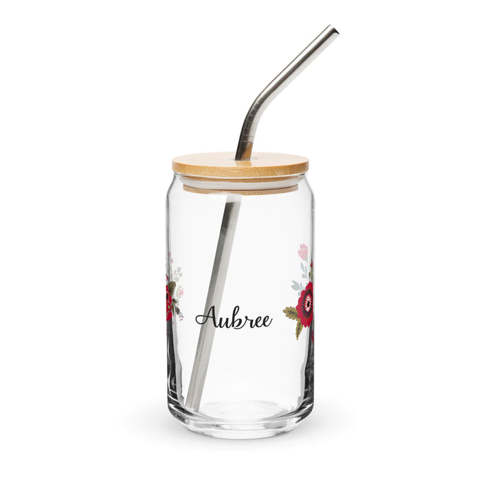 Aubree Exclusive Name Art Piece Can - Shaped Glass Home Office Work Mexican Spanish Pride Gift Cup One - Of - A - Kind Calligraphy Glass | A4 - Mexicada