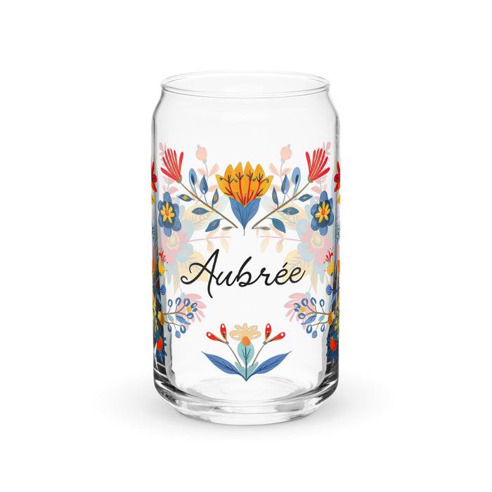 Aubree Exclusive Name Art Piece Can - Shaped Glass Home Office Work Mexican Spanish Pride Gift Cup One - Of - A - Kind Calligraphy Glass | A5 - Mexicada