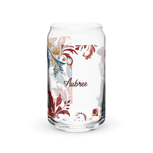 Aubree Exclusive Name Art Piece Can-Shaped Glass Home Office Work Mexican Spanish Pride Gift Cup One-Of-A-Kind Calligraphy Glass | A8 Mexicada 16 oz