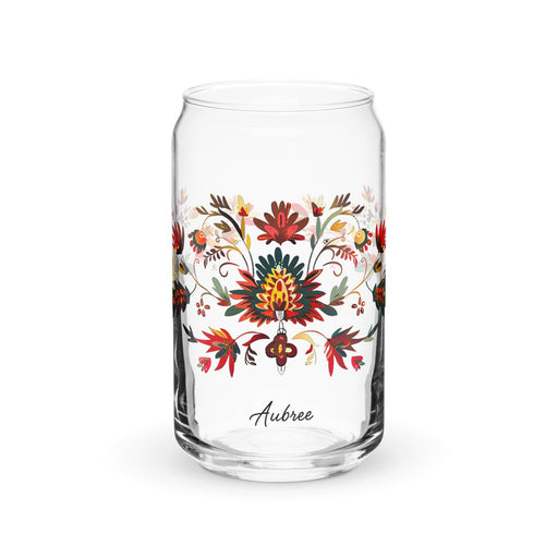 Aubree Exclusive Name Art Piece Can - Shaped Glass Home Office Work Mexican Spanish Pride Gift Cup One - Of - A - Kind Calligraphy Glass | A9 - Mexicada