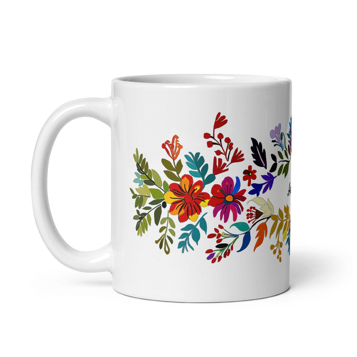 Aubree Exclusive Name Art Piece Home Office Work Coffee Mug Mexican Spanish Pride Gift Cup One-Of-A-Kind Calligraphy White Glossy Mug | A10 Mexicada