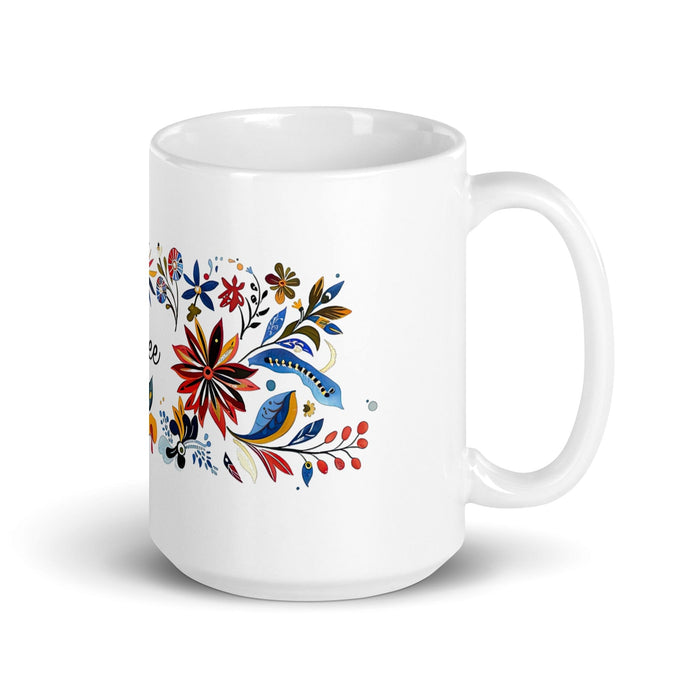 Aubree Exclusive Name Art Piece Home Office Work Coffee Mug Mexican Spanish Pride Gift Cup One-Of-A-Kind Calligraphy White Glossy Mug | A12 Mexicada 15 oz