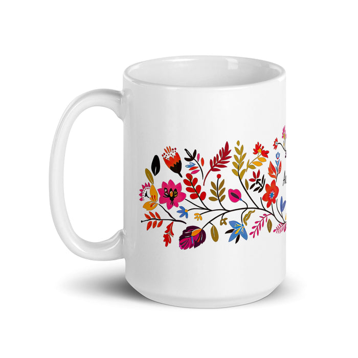 Aubree Exclusive Name Art Piece Home Office Work Coffee Mug Mexican Spanish Pride Gift Cup One - Of - A - Kind Calligraphy White Glossy Mug | A13 - Mexicada