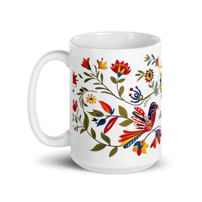 Aubree Exclusive Name Art Piece Home Office Work Coffee Mug Mexican Spanish Pride Gift Cup One-Of-A-Kind Calligraphy White Glossy Mug | A14 Mexicada