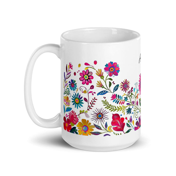 Aubree Exclusive Name Art Piece Home Office Work Coffee Mug Mexican Spanish Pride Gift Cup One-Of-A-Kind Calligraphy White Glossy Mug | A19 Mexicada