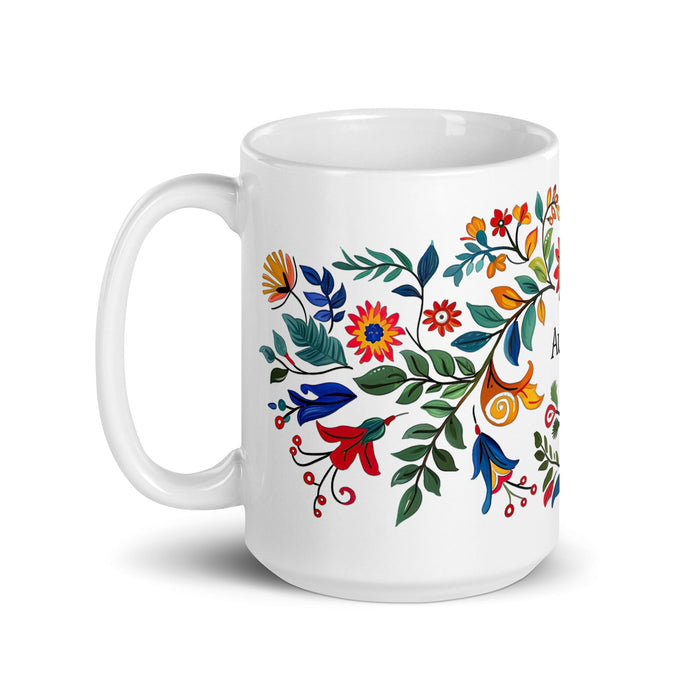 Aubree Exclusive Name Art Piece Home Office Work Coffee Mug Mexican Spanish Pride Gift Cup One - Of - A - Kind Calligraphy White Glossy Mug | A25 - Mexicada