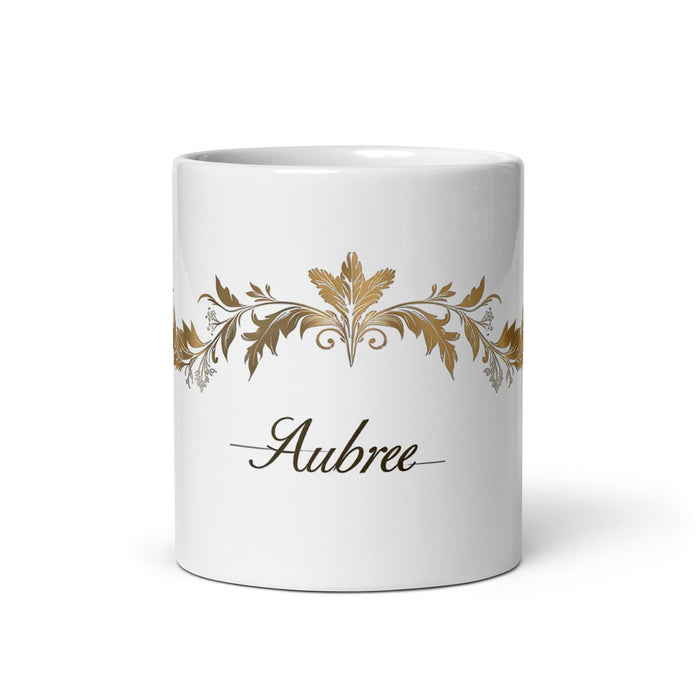 Aubree Exclusive Name Art Piece Home Office Work Coffee Mug Mexican Spanish Pride Gift Cup One - Of - A - Kind Calligraphy White Glossy Mug | A26 - Mexicada