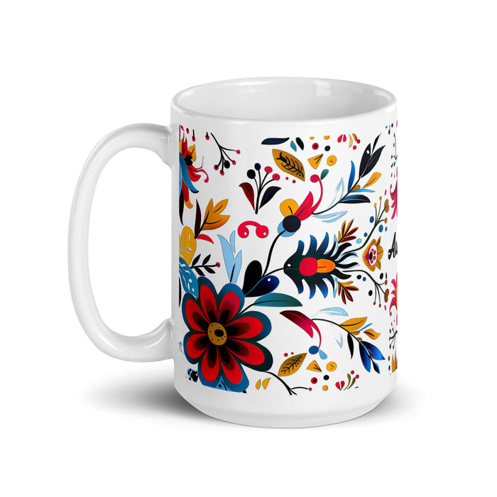 Aubree Exclusive Name Art Piece Home Office Work Coffee Mug Mexican Spanish Pride Gift Cup One - Of - A - Kind Calligraphy White Glossy Mug | A32 - Mexicada