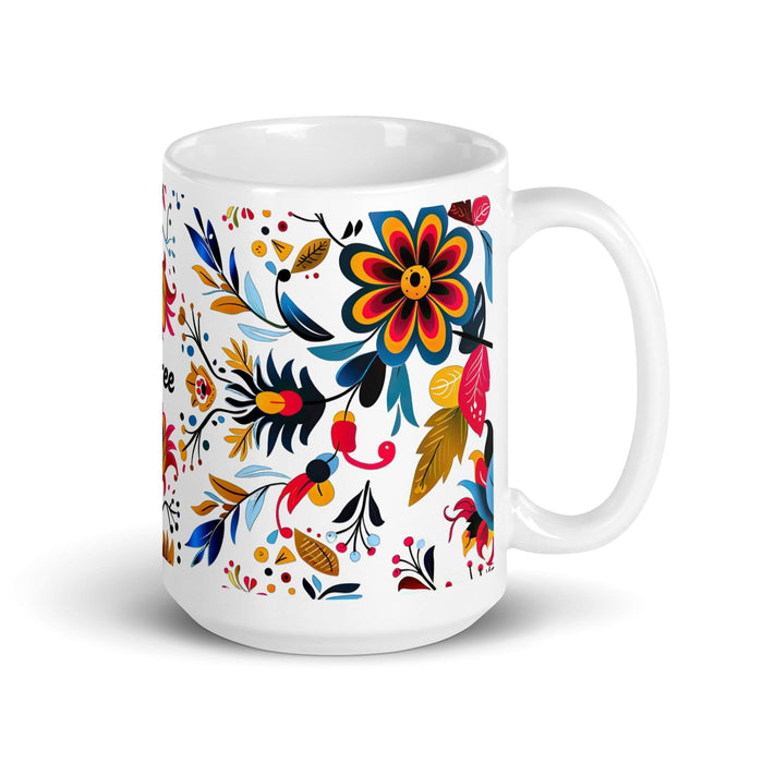 Aubree Exclusive Name Art Piece Home Office Work Coffee Mug Mexican Spanish Pride Gift Cup One-Of-A-Kind Calligraphy White Glossy Mug | A32 Mexicada 15 oz