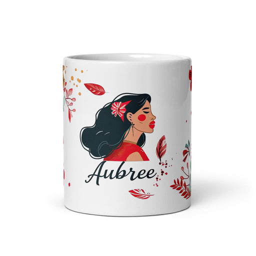 Aubree Exclusive Name Art Piece Home Office Work Coffee Mug Mexican Spanish Pride Gift Cup One - Of - A - Kind Calligraphy White Glossy Mug | A33 - Mexicada