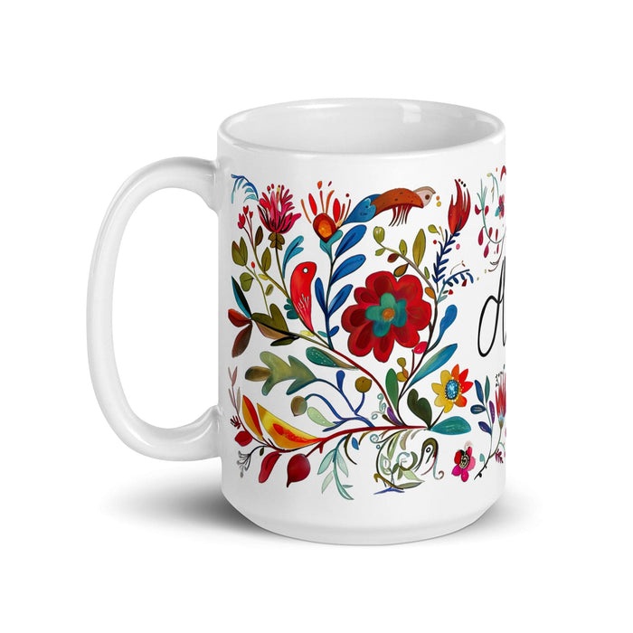 Aubree Exclusive Name Art Piece Home Office Work Coffee Mug Mexican Spanish Pride Gift Cup One-Of-A-Kind Calligraphy White Glossy Mug | A35 Mexicada