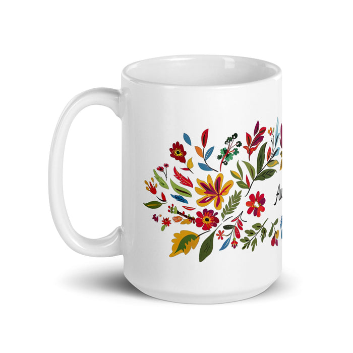 Aubree Exclusive Name Art Piece Home Office Work Coffee Mug Mexican Spanish Pride Gift Cup One - Of - A - Kind Calligraphy White Glossy Mug | A38 - Mexicada