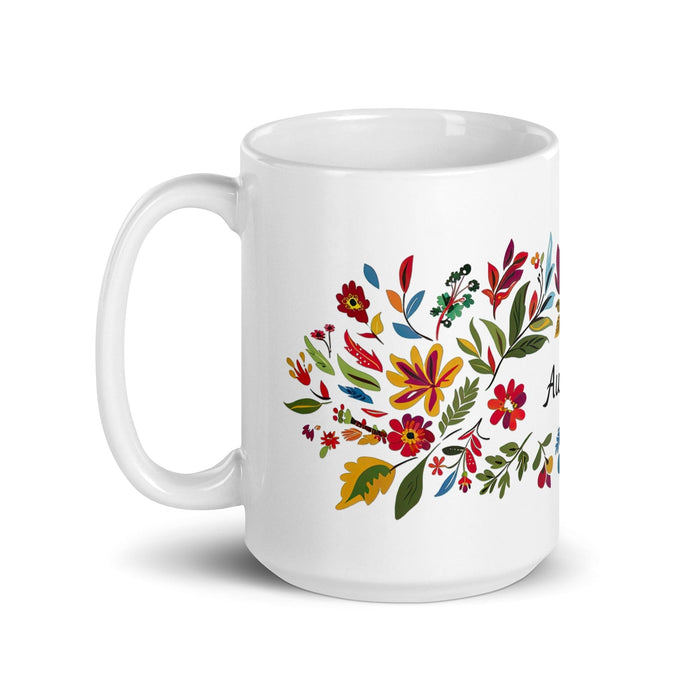 Aubree Exclusive Name Art Piece Home Office Work Coffee Mug Mexican Spanish Pride Gift Cup One-Of-A-Kind Calligraphy White Glossy Mug | A38 Mexicada