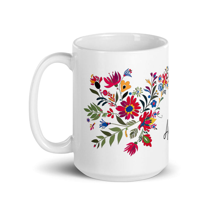 Aubree Exclusive Name Art Piece Home Office Work Coffee Mug Mexican Spanish Pride Gift Cup One - Of - A - Kind Calligraphy White Glossy Mug | A39 - Mexicada