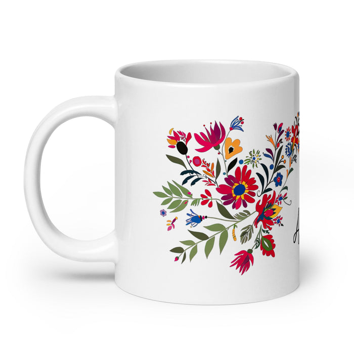 Aubree Exclusive Name Art Piece Home Office Work Coffee Mug Mexican Spanish Pride Gift Cup One - Of - A - Kind Calligraphy White Glossy Mug | A39 - Mexicada