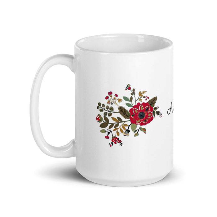 Aubree Exclusive Name Art Piece Home Office Work Coffee Mug Mexican Spanish Pride Gift Cup One-Of-A-Kind Calligraphy White Glossy Mug | A4 Mexicada