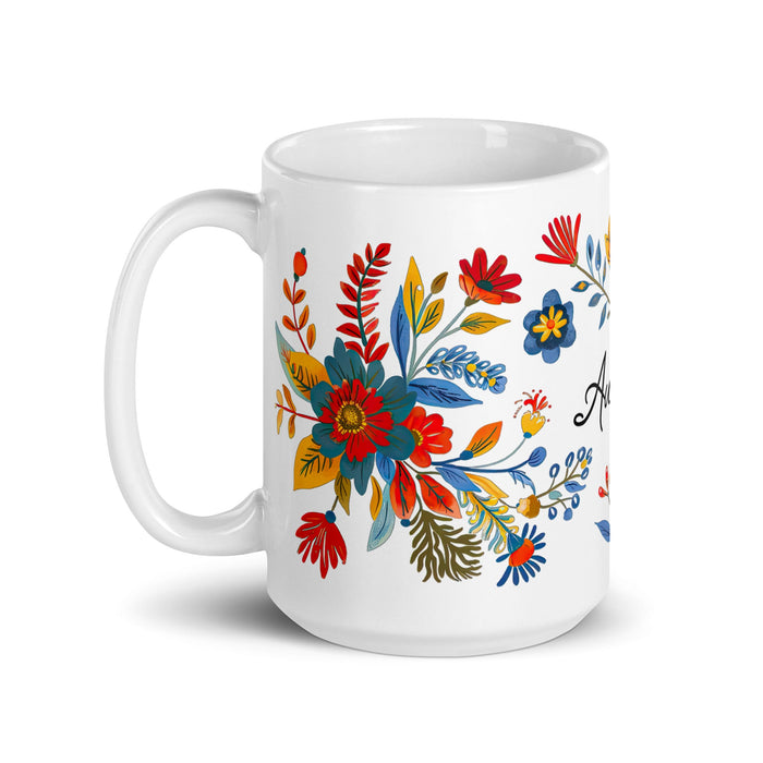 Aubree Exclusive Name Art Piece Home Office Work Coffee Mug Mexican Spanish Pride Gift Cup One - Of - A - Kind Calligraphy White Glossy Mug | A5 - Mexicada