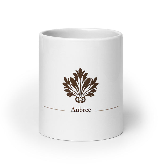 Aubree Exclusive Name Art Piece Home Office Work Coffee Mug Mexican Spanish Pride Gift Cup One - Of - A - Kind Calligraphy White Glossy Mug | A7 - Mexicada