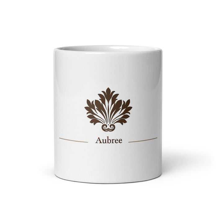 Aubree Exclusive Name Art Piece Home Office Work Coffee Mug Mexican Spanish Pride Gift Cup One - Of - A - Kind Calligraphy White Glossy Mug | A7 - Mexicada