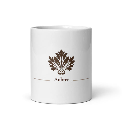 Aubree Exclusive Name Art Piece Home Office Work Coffee Mug Mexican Spanish Pride Gift Cup One-Of-A-Kind Calligraphy White Glossy Mug | A7 Mexicada