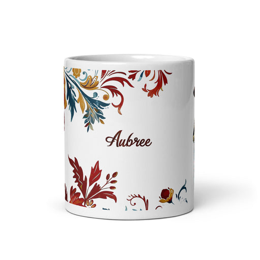 Aubree Exclusive Name Art Piece Home Office Work Coffee Mug Mexican Spanish Pride Gift Cup One - Of - A - Kind Calligraphy White Glossy Mug | A8 - Mexicada