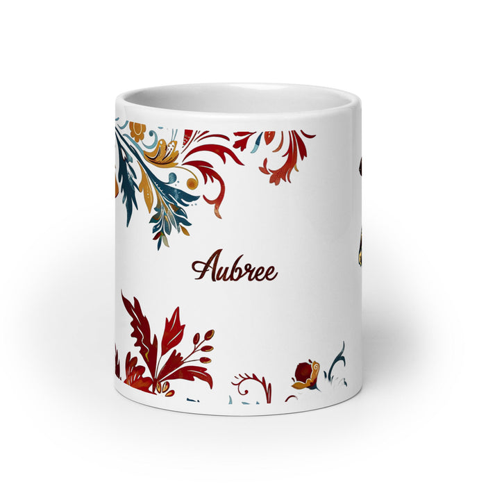 Aubree Exclusive Name Art Piece Home Office Work Coffee Mug Mexican Spanish Pride Gift Cup One - Of - A - Kind Calligraphy White Glossy Mug | A8 - Mexicada