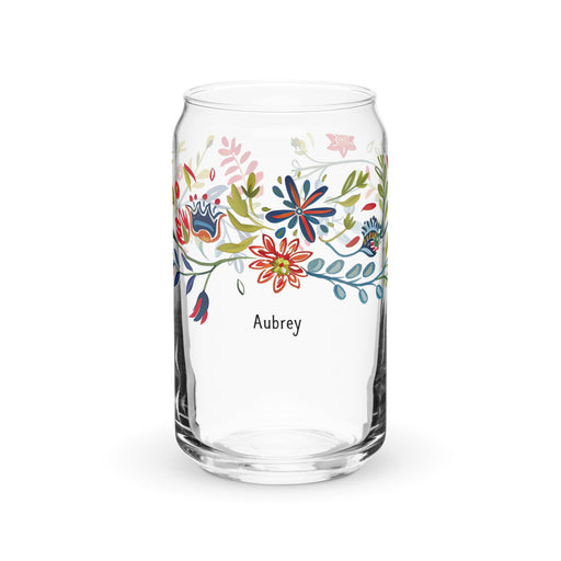 Aubrey Exclusive Name Art Piece Can - Shaped Glass Home Office Work Mexican Spanish Pride Gift Cup One - Of - A - Kind Calligraphy Glass | A1 - Mexicada