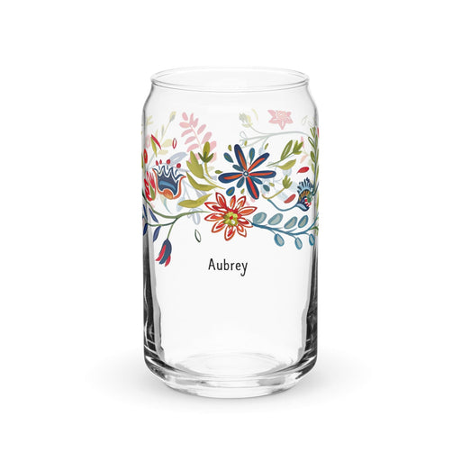 Aubrey Exclusive Name Art Piece Can-Shaped Glass Home Office Work Mexican Spanish Pride Gift Cup One-Of-A-Kind Calligraphy Glass | A1 Mexicada 16 oz (No Lid No Straw)