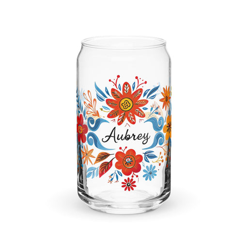 Aubrey Exclusive Name Art Piece Can - Shaped Glass Home Office Work Mexican Spanish Pride Gift Cup One - Of - A - Kind Calligraphy Glass | A10 - Mexicada