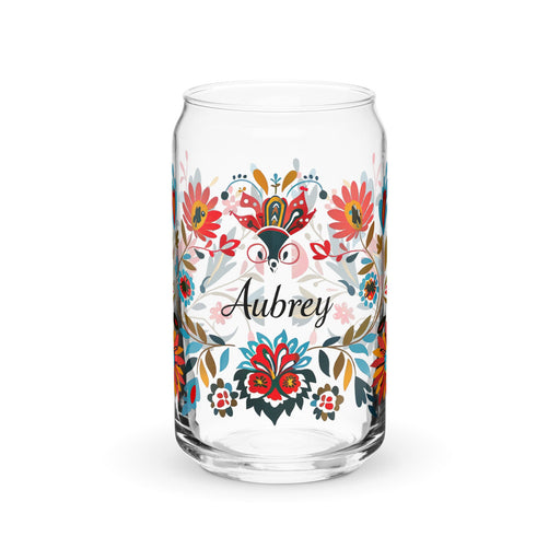 Aubrey Exclusive Name Art Piece Can - Shaped Glass Home Office Work Mexican Spanish Pride Gift Cup One - Of - A - Kind Calligraphy Glass | A12 - Mexicada