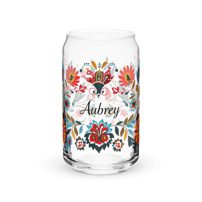 Aubrey Exclusive Name Art Piece Can - Shaped Glass Home Office Work Mexican Spanish Pride Gift Cup One - Of - A - Kind Calligraphy Glass | A12 - Mexicada