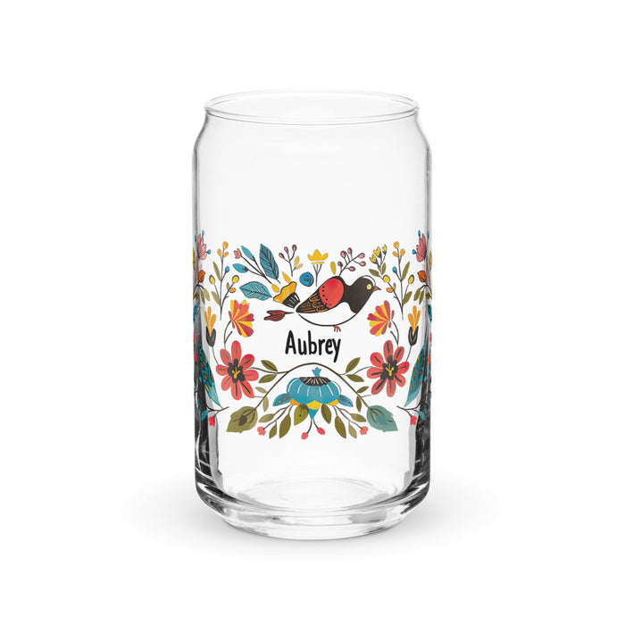 Aubrey Exclusive Name Art Piece Can - Shaped Glass Home Office Work Mexican Spanish Pride Gift Cup One - Of - A - Kind Calligraphy Glass | A13 - Mexicada