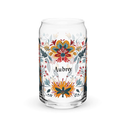 Aubrey Exclusive Name Art Piece Can - Shaped Glass Home Office Work Mexican Spanish Pride Gift Cup One - Of - A - Kind Calligraphy Glass | A14 - Mexicada