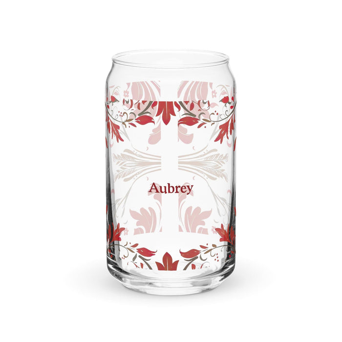 Aubrey Exclusive Name Art Piece Can-Shaped Glass Home Office Work Mexican Spanish Pride Gift Cup One-Of-A-Kind Calligraphy Glass | A17 Mexicada 16 oz