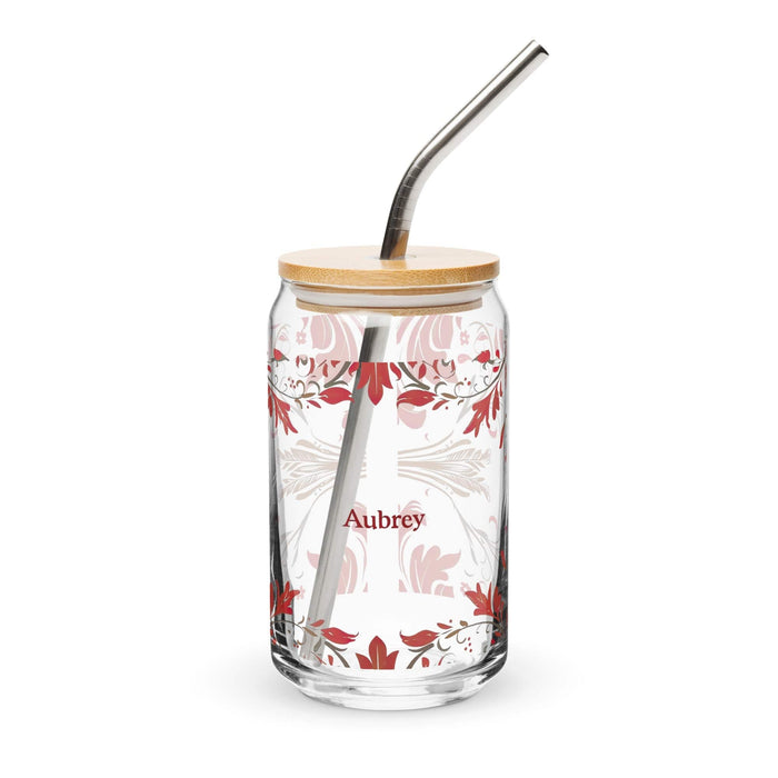 Aubrey Exclusive Name Art Piece Can-Shaped Glass Home Office Work Mexican Spanish Pride Gift Cup One-Of-A-Kind Calligraphy Glass | A17 Mexicada 16 oz With Lid & Straw