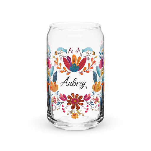 Aubrey Exclusive Name Art Piece Can - Shaped Glass Home Office Work Mexican Spanish Pride Gift Cup One - Of - A - Kind Calligraphy Glass | A18 - Mexicada