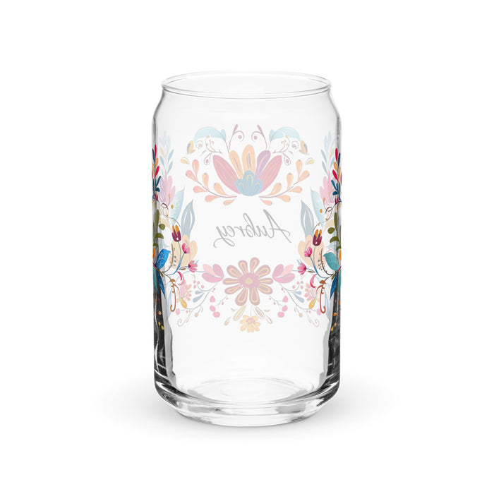 Aubrey Exclusive Name Art Piece Can - Shaped Glass Home Office Work Mexican Spanish Pride Gift Cup One - Of - A - Kind Calligraphy Glass | A18 - Mexicada