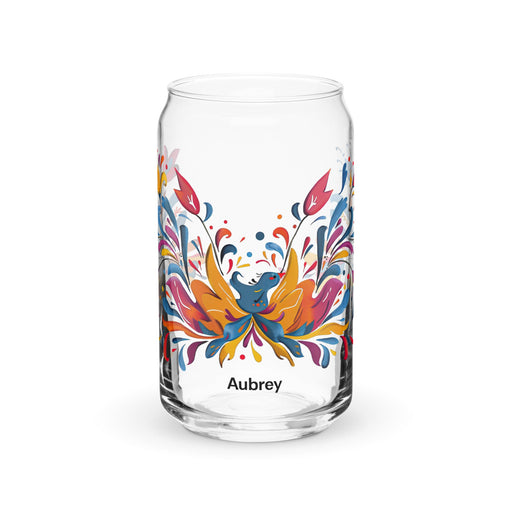 Aubrey Exclusive Name Art Piece Can - Shaped Glass Home Office Work Mexican Spanish Pride Gift Cup One - Of - A - Kind Calligraphy Glass | A19 - Mexicada