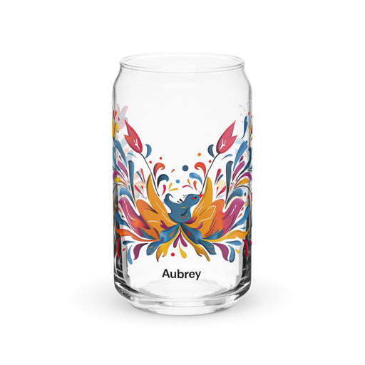 Aubrey Exclusive Name Art Piece Can-Shaped Glass Home Office Work Mexican Spanish Pride Gift Cup One-Of-A-Kind Calligraphy Glass | A19 Mexicada 16 oz