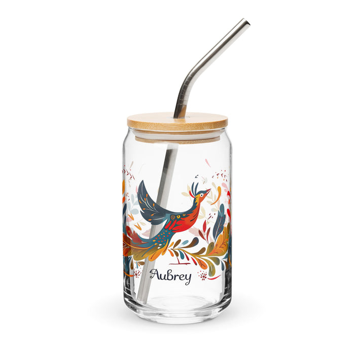 Aubrey Exclusive Name Art Piece Can - Shaped Glass Home Office Work Mexican Spanish Pride Gift Cup One - Of - A - Kind Calligraphy Glass | A2 - Mexicada