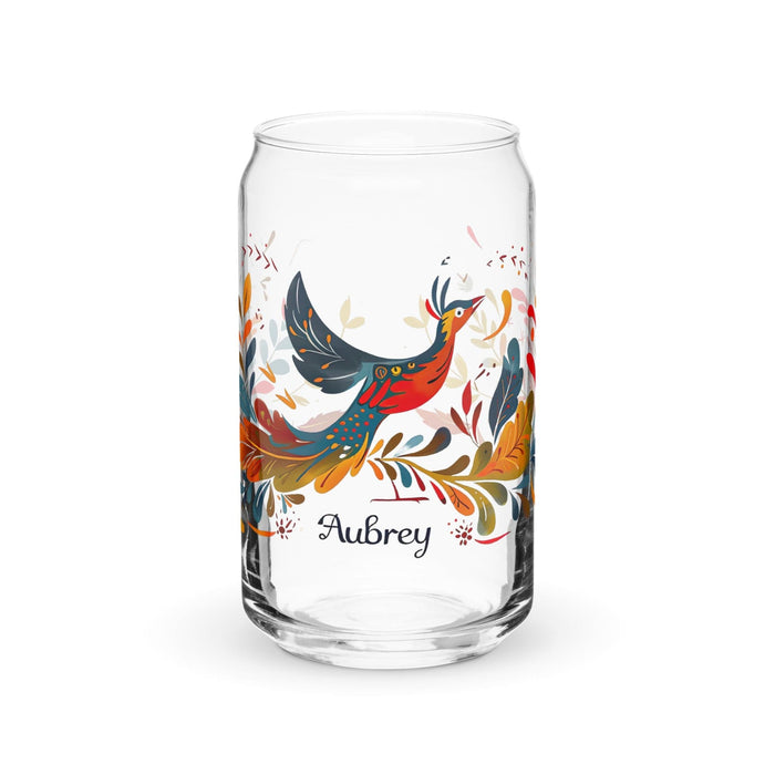 Aubrey Exclusive Name Art Piece Can-Shaped Glass Home Office Work Mexican Spanish Pride Gift Cup One-Of-A-Kind Calligraphy Glass | A2 Mexicada 16 oz