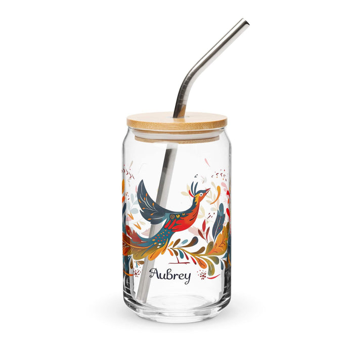 Aubrey Exclusive Name Art Piece Can-Shaped Glass Home Office Work Mexican Spanish Pride Gift Cup One-Of-A-Kind Calligraphy Glass | A2 Mexicada 16 oz With Lid & Straw