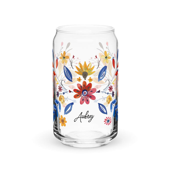 Aubrey Exclusive Name Art Piece Can-Shaped Glass Home Office Work Mexican Spanish Pride Gift Cup One-Of-A-Kind Calligraphy Glass | A21 Mexicada 16 oz (No Lid No Straw)