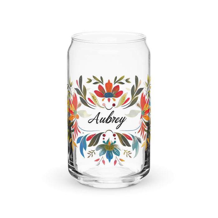 Aubrey Exclusive Name Art Piece Can - Shaped Glass Home Office Work Mexican Spanish Pride Gift Cup One - Of - A - Kind Calligraphy Glass | A25 - Mexicada