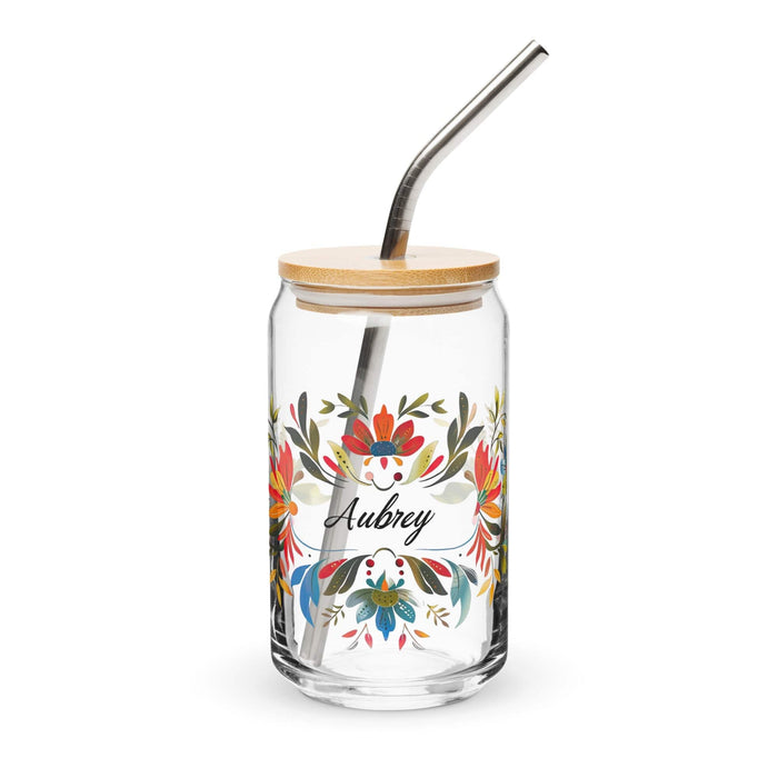 Aubrey Exclusive Name Art Piece Can-Shaped Glass Home Office Work Mexican Spanish Pride Gift Cup One-Of-A-Kind Calligraphy Glass | A25 Mexicada 16 oz With Lid & Straw