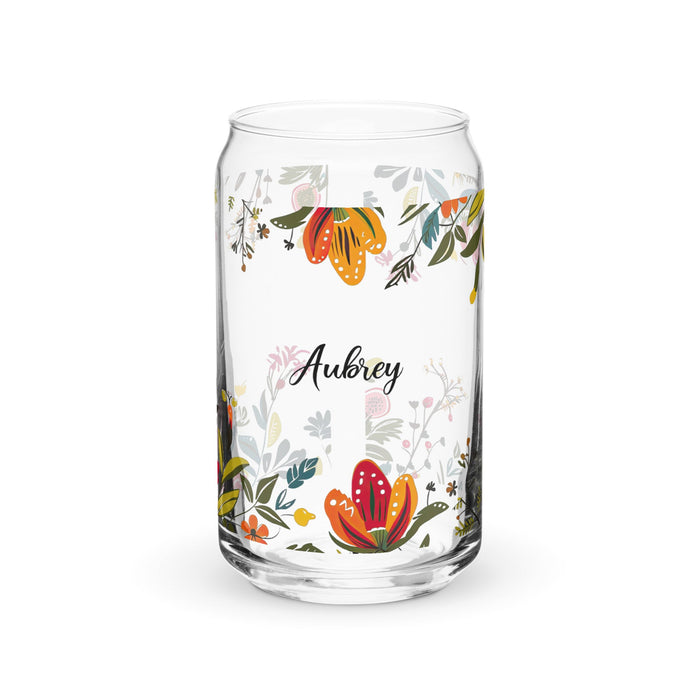 Aubrey Exclusive Name Art Piece Can - Shaped Glass Home Office Work Mexican Spanish Pride Gift Cup One - Of - A - Kind Calligraphy Glass | A26 - Mexicada