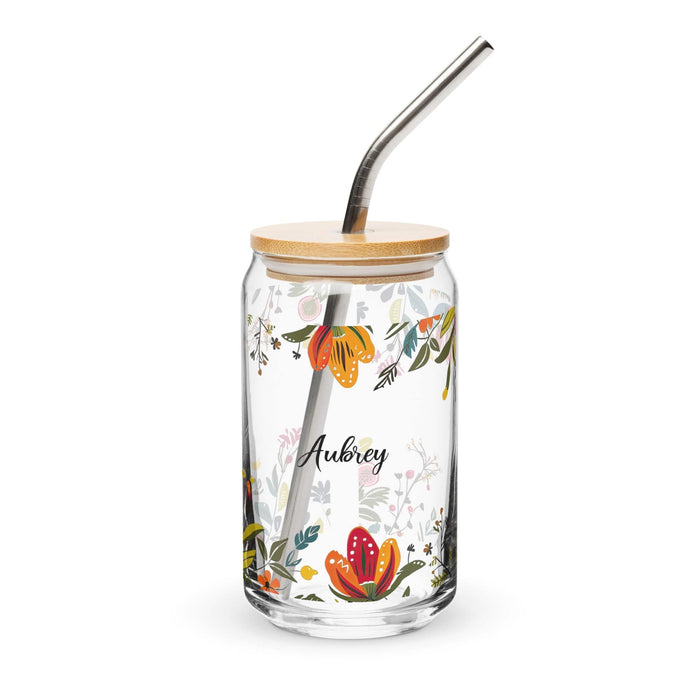 Aubrey Exclusive Name Art Piece Can-Shaped Glass Home Office Work Mexican Spanish Pride Gift Cup One-Of-A-Kind Calligraphy Glass | A26 Mexicada 16 oz With Lid & Straw